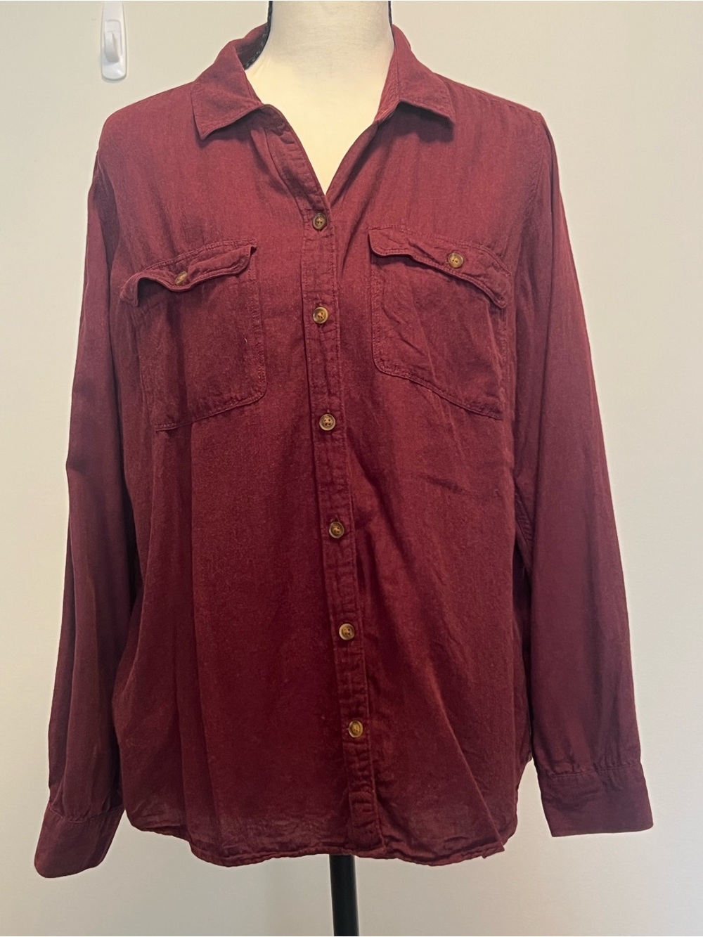 Eddie Bauer Women's Button-Down Shirt in Deep Wine